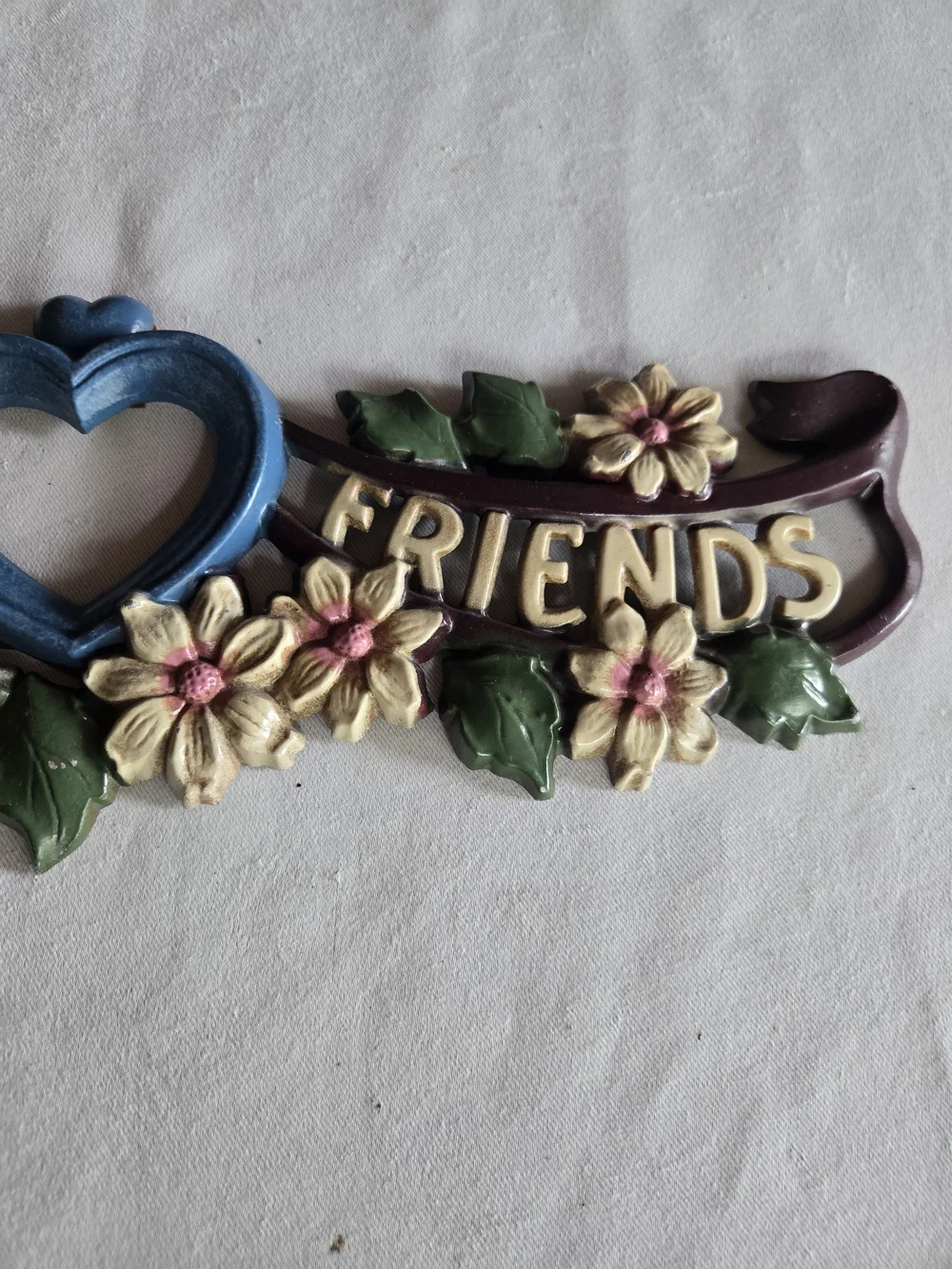 Welcome Friends Floral Cast Iron Wall Sign